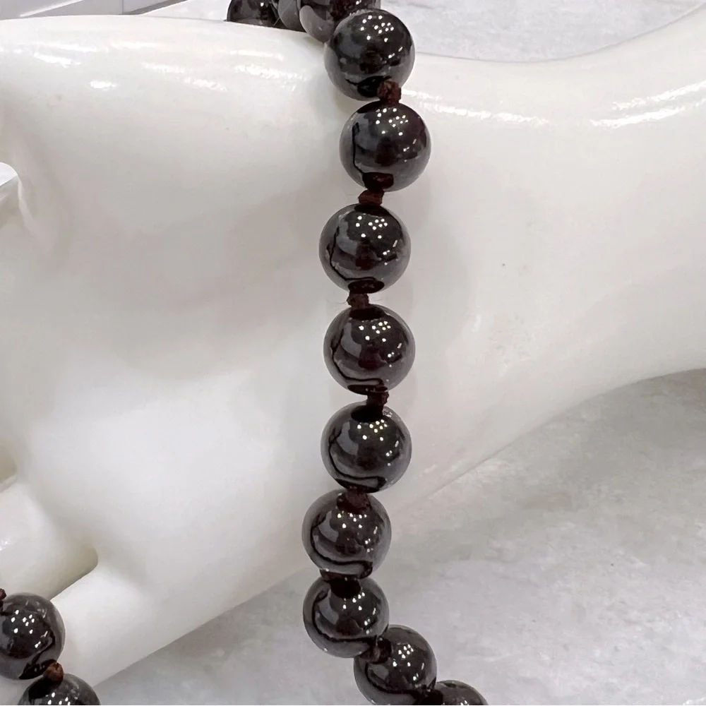 Indian Garnet Bead Sterling Silver BOLO Necklace